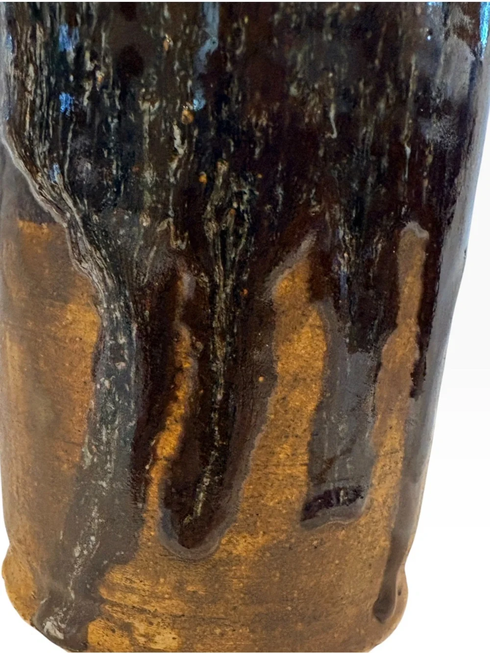 Vintage 1971 Signed Studio Pottery Vase | Handmade Stoneware Drip Glaze Vessel